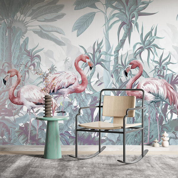 Group of flamingos in a jungle Group of flamingos in a jungle