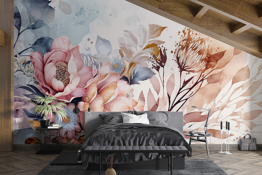 Painting of flowers and leaves