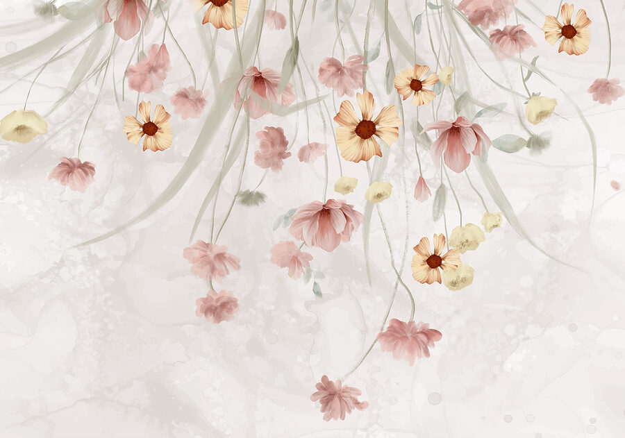 Painting of flowers on a white background