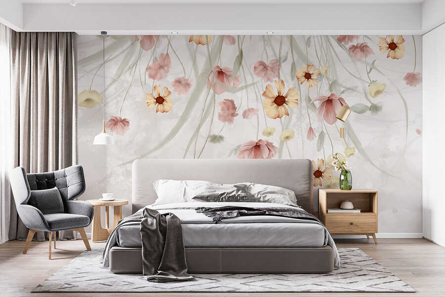 Painting of flowers on a white background