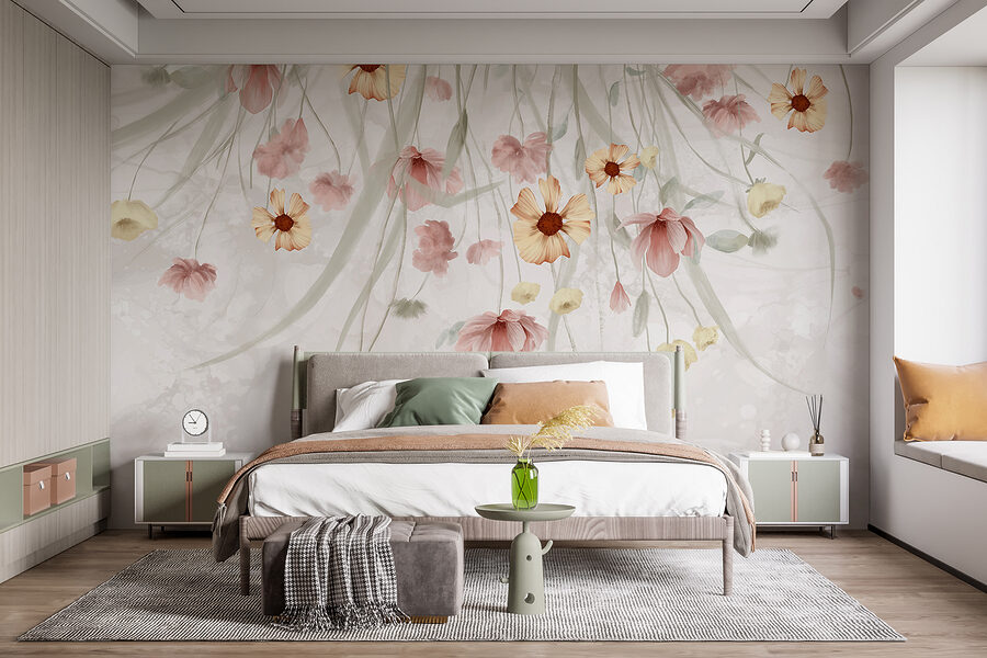 Painting of flowers on a white background