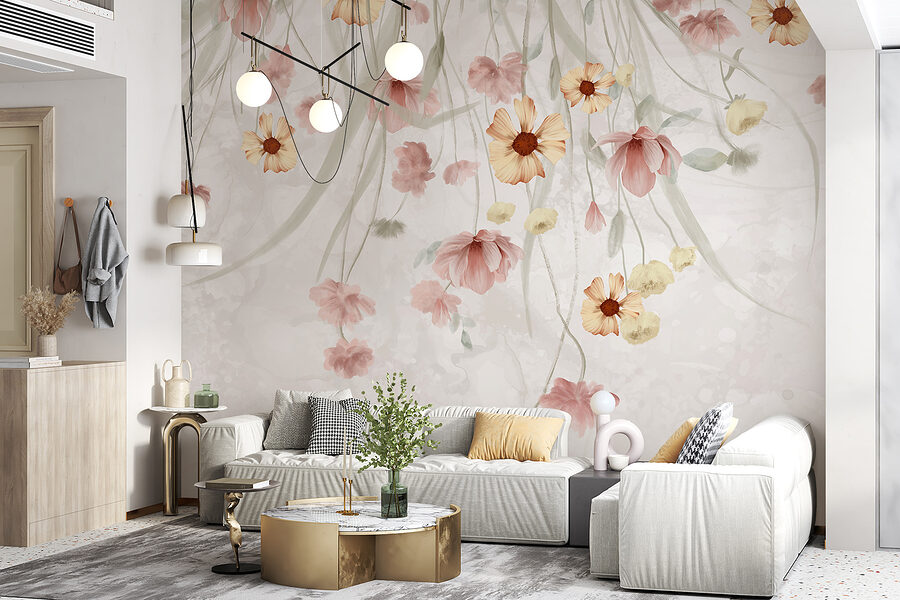 Painting of flowers on a white background