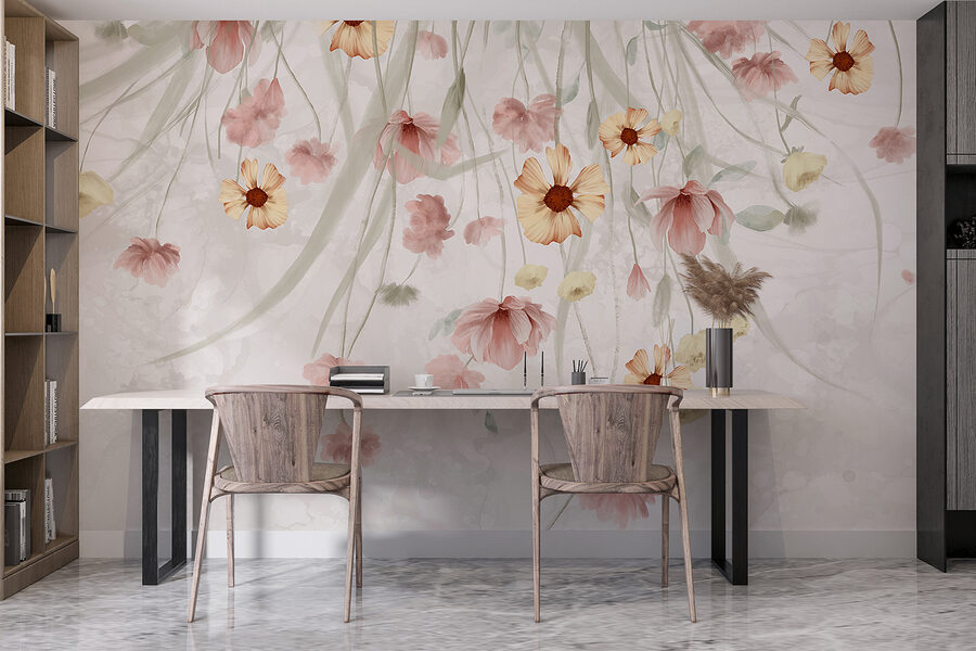 Painting of flowers on a white background