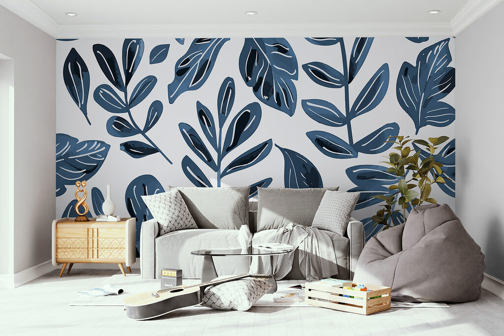 Pattern of blue leaves