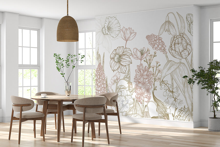 Drawing of flowers and plants