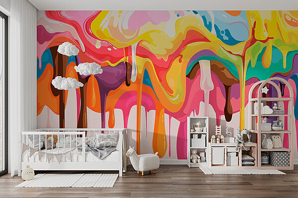 Wall murals Wall murals Colorful paint dripping down (SKU: w01096)
