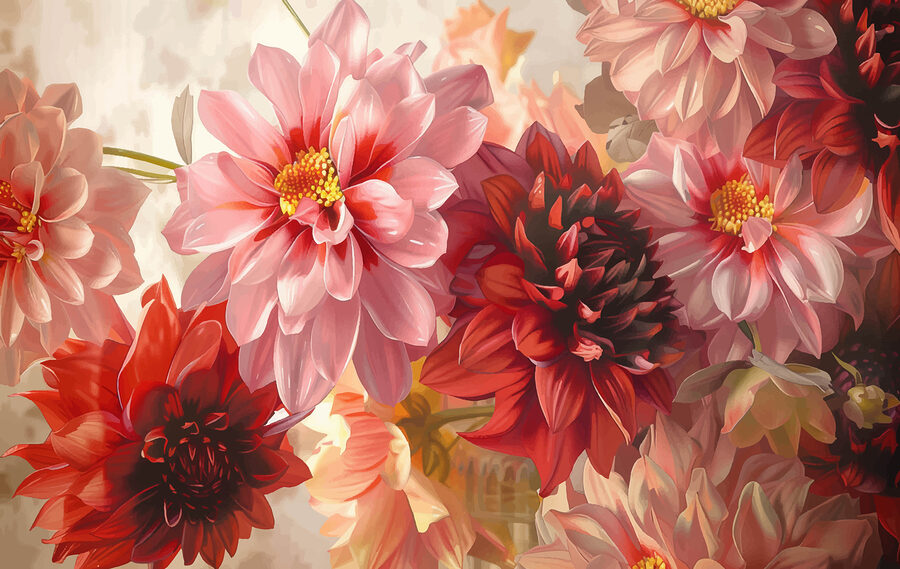 Wall murals Group of flowers with a blurry background - Image 4