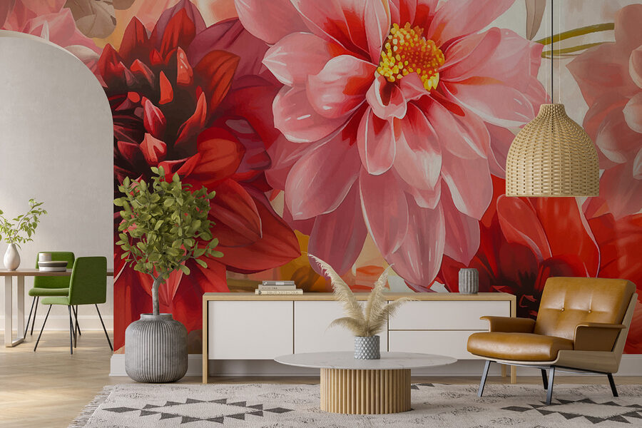 Wall murals Group of flowers with a blurry background