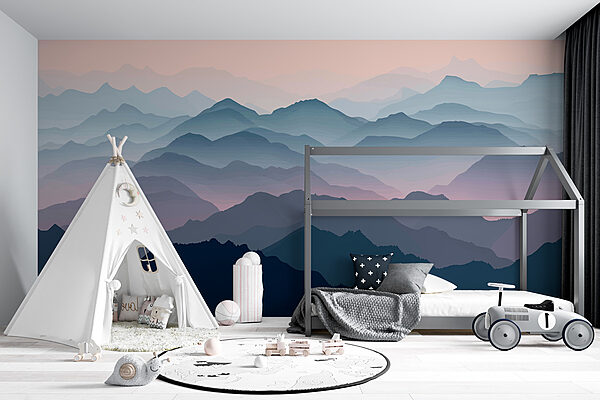 Landscape of mountains with fog