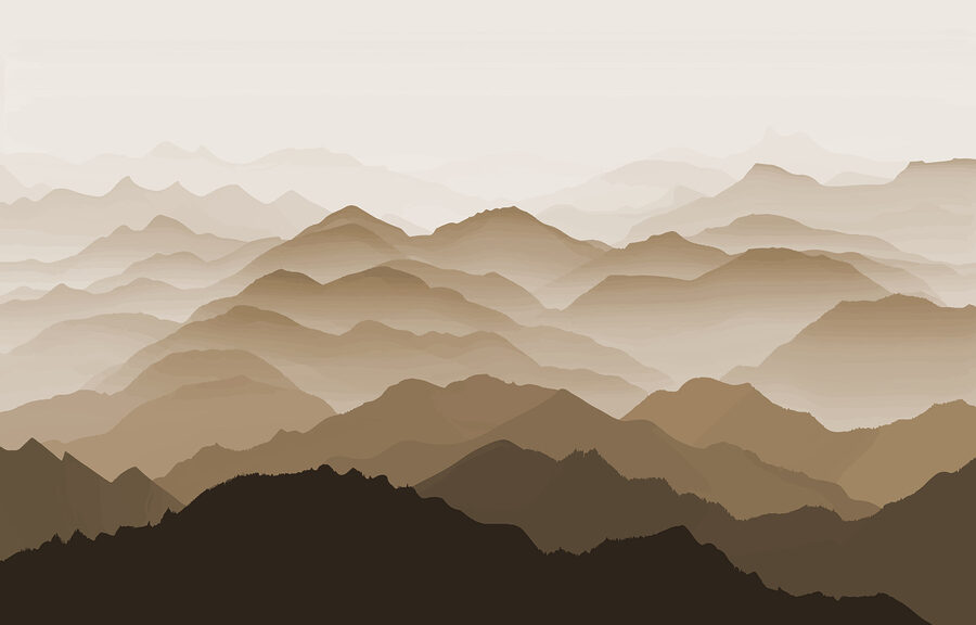 Landscape of mountains with fog