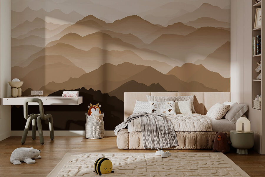 Landscape of mountains with fog