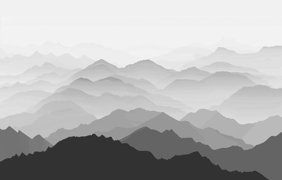 Mountain range with fog