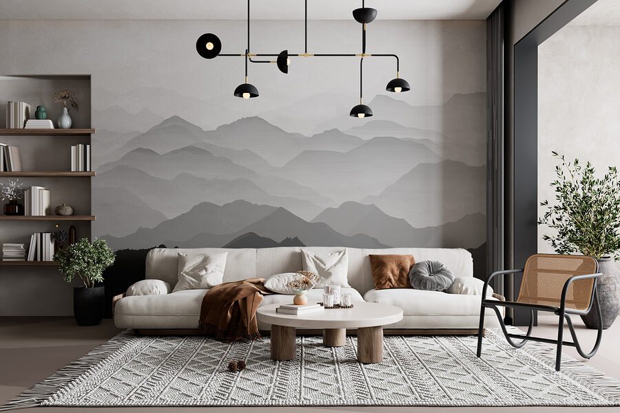 Mountain range with fog