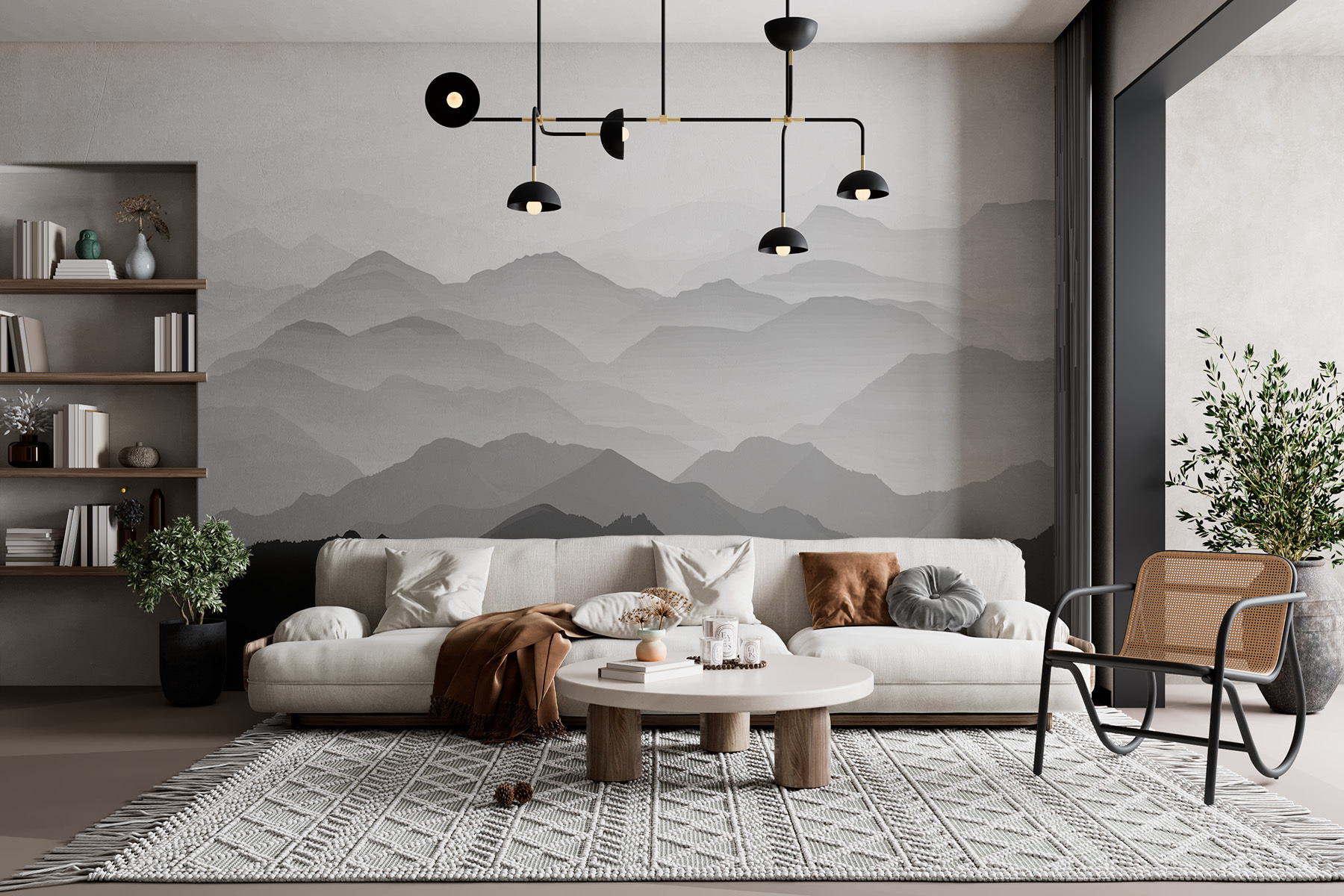 Mountain range with fog
