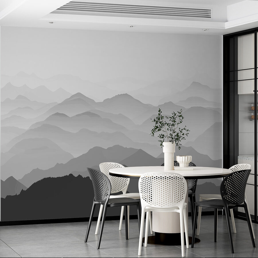 Mountain range with fog
