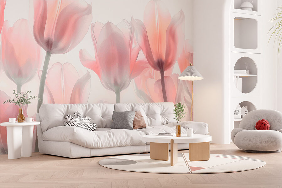Wall murals Group of pink flowers