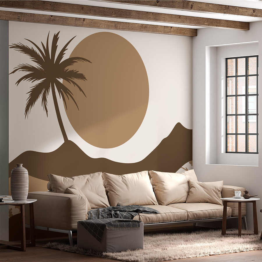 Palm tree and sun