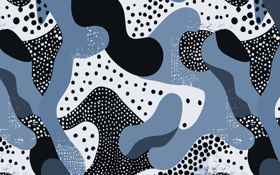Wall murals Blue and black pattern with dots - Image 3
