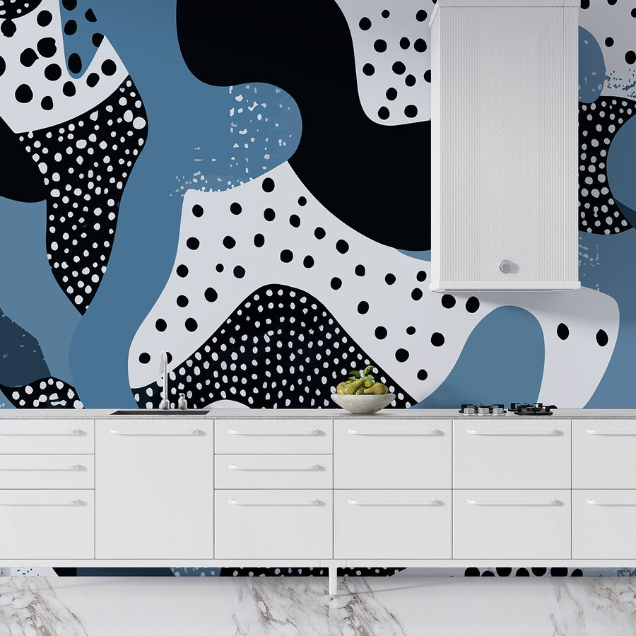 Wall murals Blue and black pattern with dots
