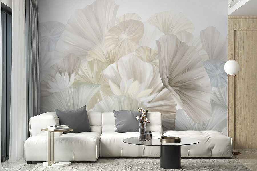 Wall murals Group of white and grey leaves - Image 2