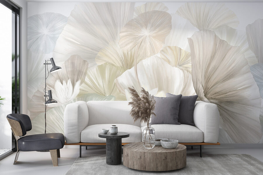 Wall murals Group of white and grey leaves - Image 3