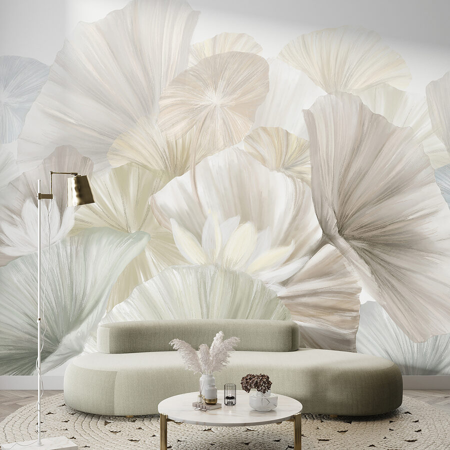 Wall murals Group of white and grey leaves - Image 4