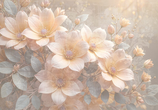 Group of flowers with leaves Group of flowers with leaves
