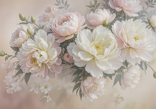 Group of white and pink flowers Group of white and pink flowers