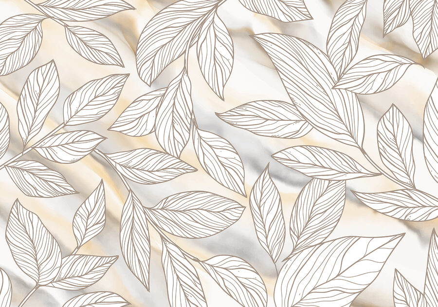Pattern of leaves on a marbled surface