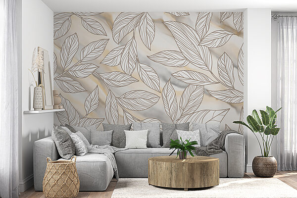 Pattern of leaves on a marbled surface Pattern of leaves on a marbled surface