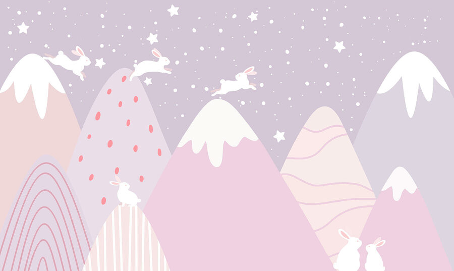 Group of rabbits on a mountain