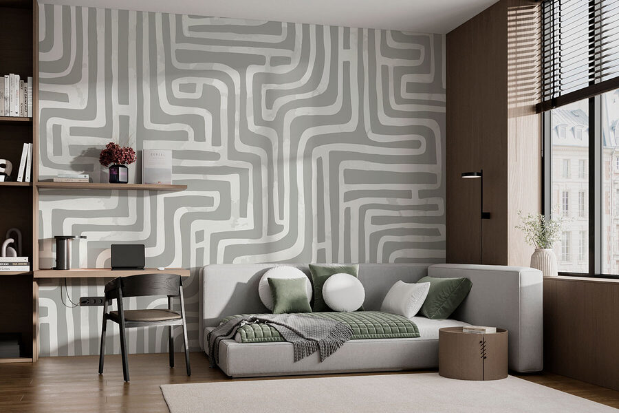 Wall murals Grey and white maze