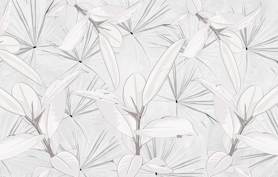 White leaves and a grey background White leaves and a grey background
