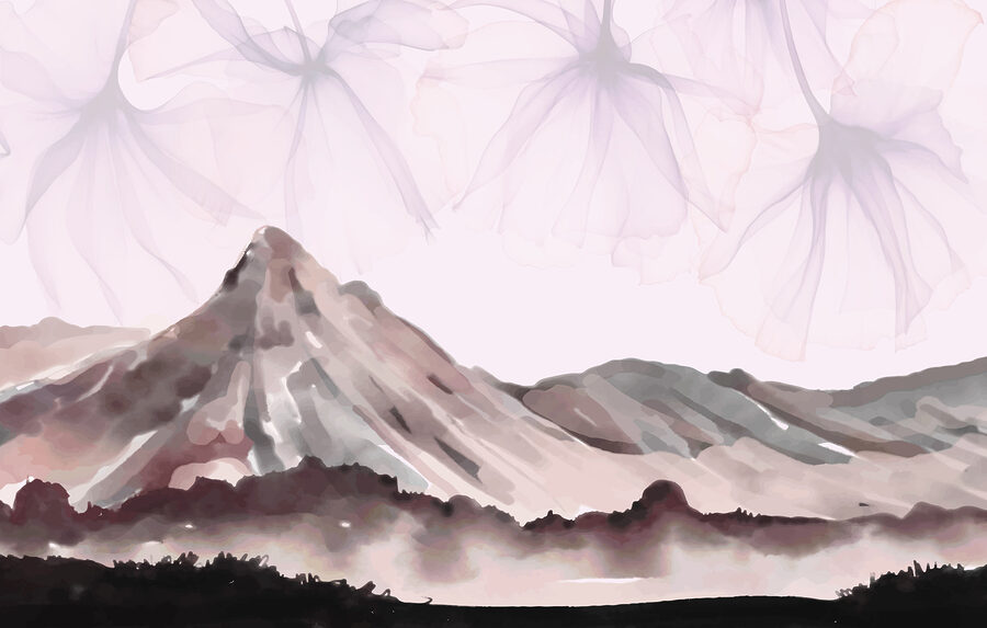 Painting of a mountain range