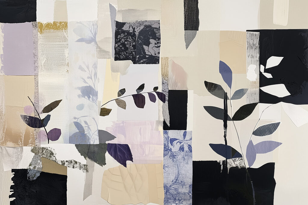 Painting of leaves and squares Painting of leaves and squares