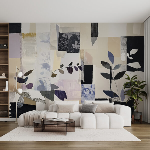 Painting of leaves and squares Painting of leaves and squares