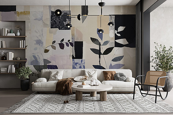 Painting of leaves and squares Painting of leaves and squares