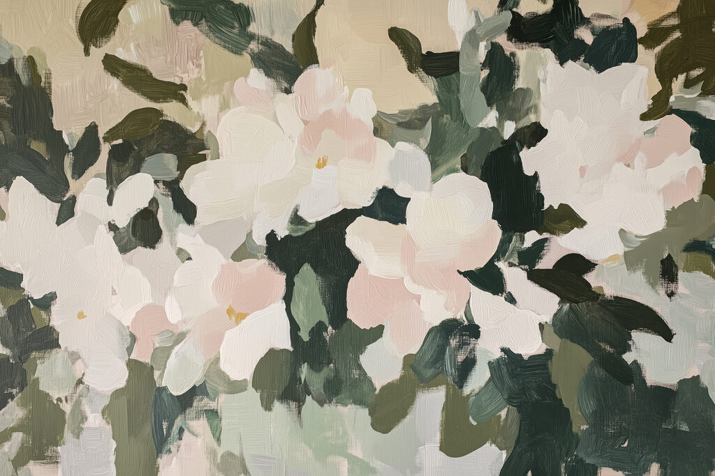 Painting of flowers and leaves