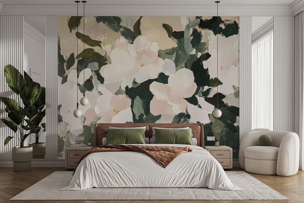 Painting of flowers and leaves