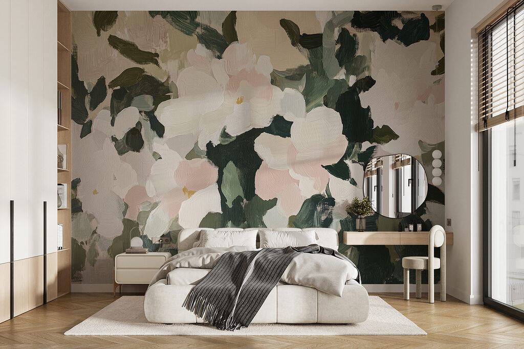 Painting of flowers and leaves