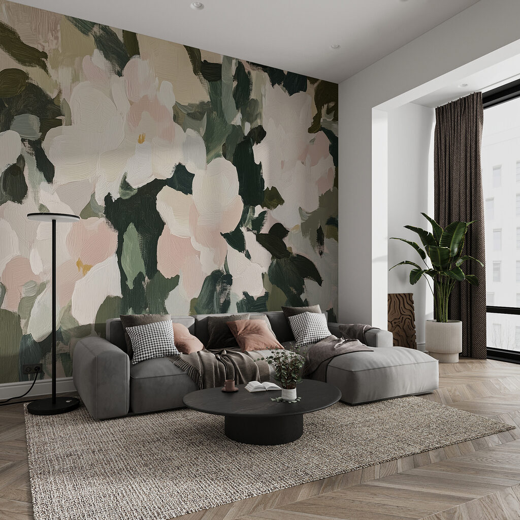Painting of flowers and leaves