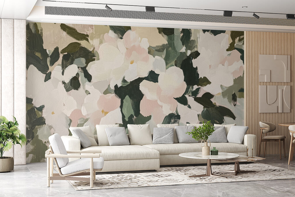 Painting of flowers and leaves