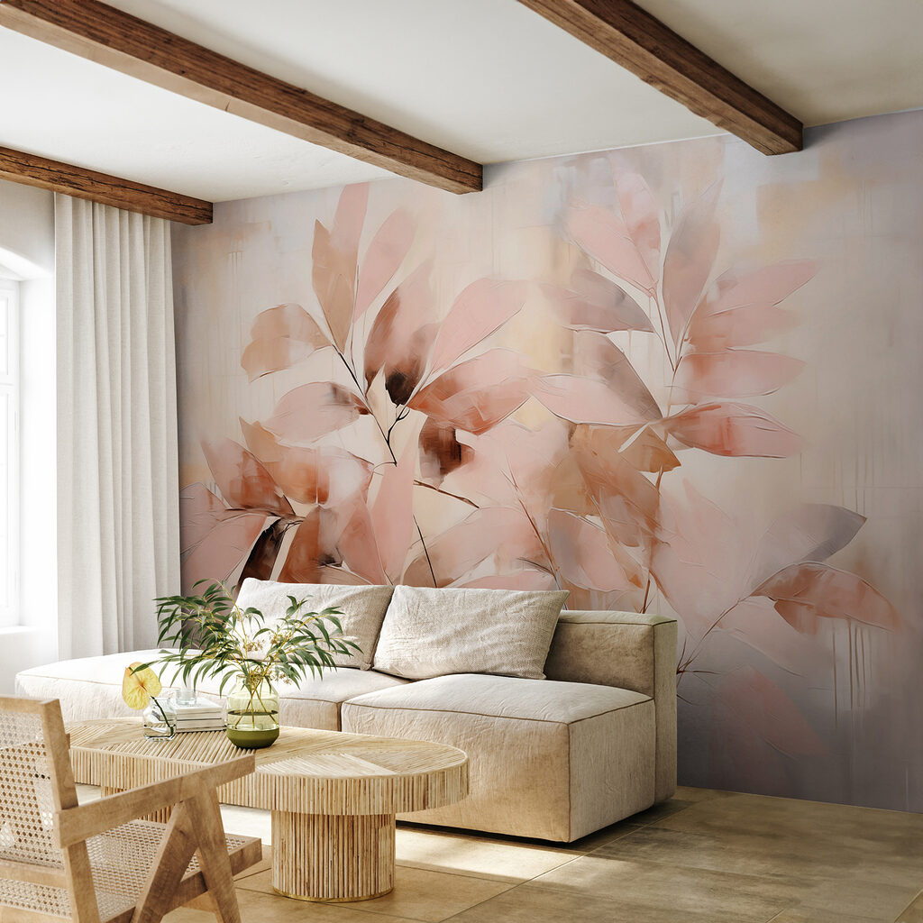 Painting of leaves on a white surface Painting of leaves on a white surface