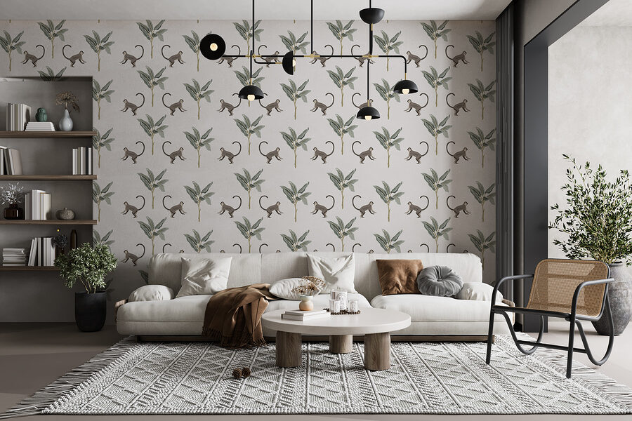 Wall murals Pattern of monkeys and leaves