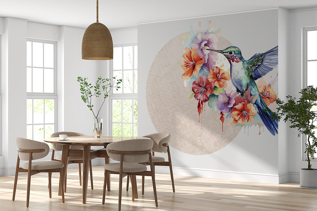 Hummingbird flying over flowers Hummingbird flying over flowers