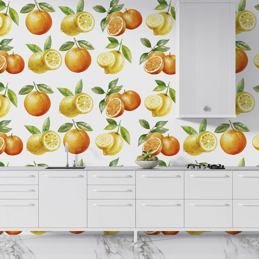 Wall murals Pattern of oranges and lemons