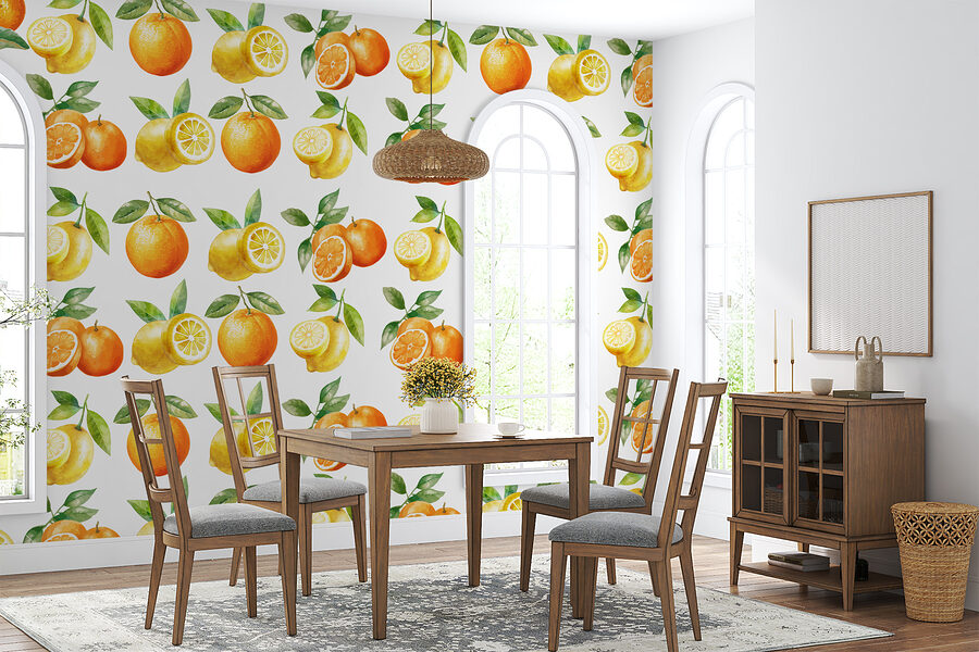 Wall murals Pattern of oranges and lemons - Image 2