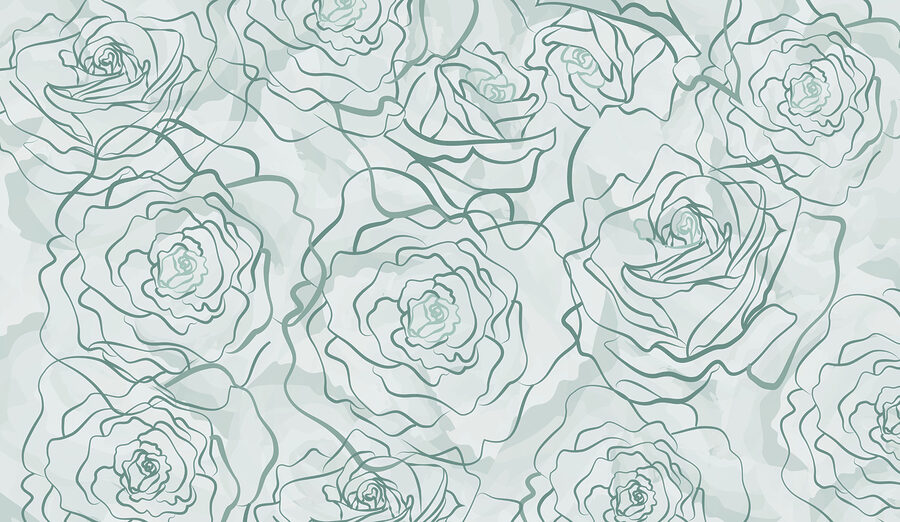 Wall murals Pattern of roses on a white background - Image 3