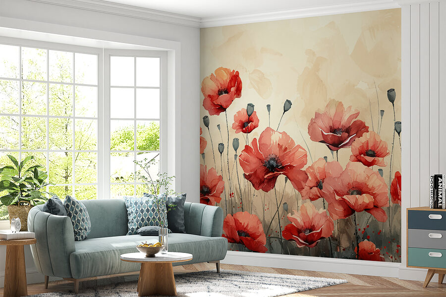 Painting of red flowers