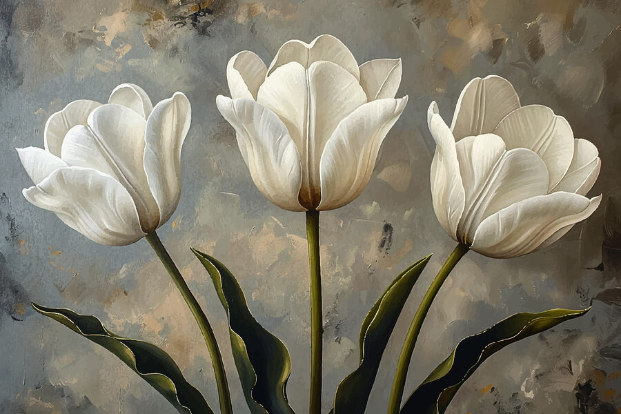 Painting of white tulips